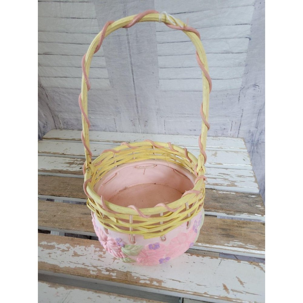 Ftd pink flower wicker basket Easter‎ spring home d